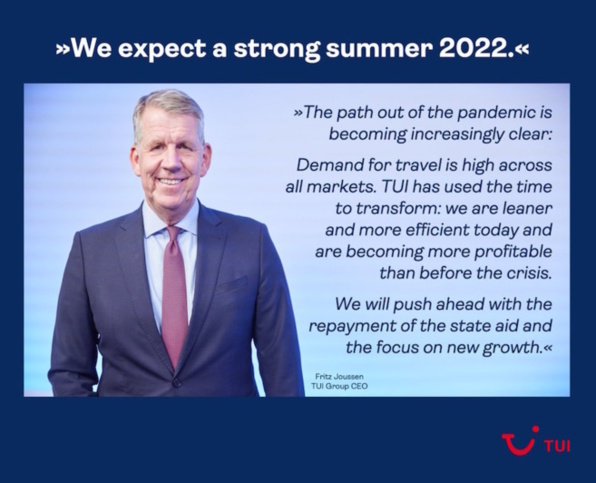TUI, le géant du tourisme prévoit une reprise des réservations pour l'été 2022 TUI, le géant du tourisme prévoit une reprise des réservations pour l'été 2022