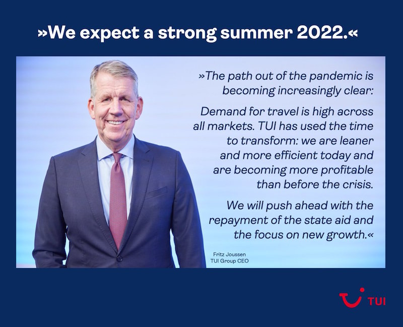 TUI, le géant du tourisme prévoit une reprise des réservations pour l'été 2022 TUI, le géant du tourisme prévoit une reprise des réservations pour l'été 2022